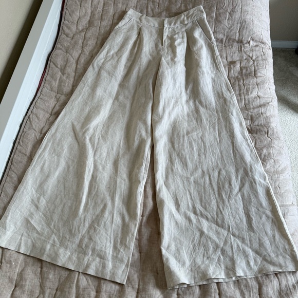 STAUD sasha linen pant in natural size 10 - Picture 3 of 16